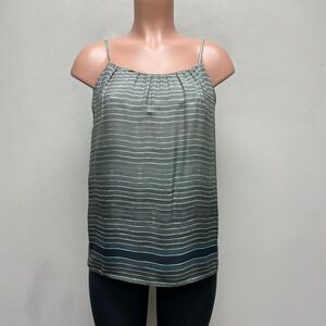 Vince Womens Gray Striped Silk Satin Adjustable Spaghetti Strap Camisole Top S